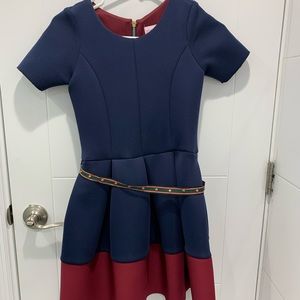 Zoe Ltd Navy and Burgundy Kids Dress